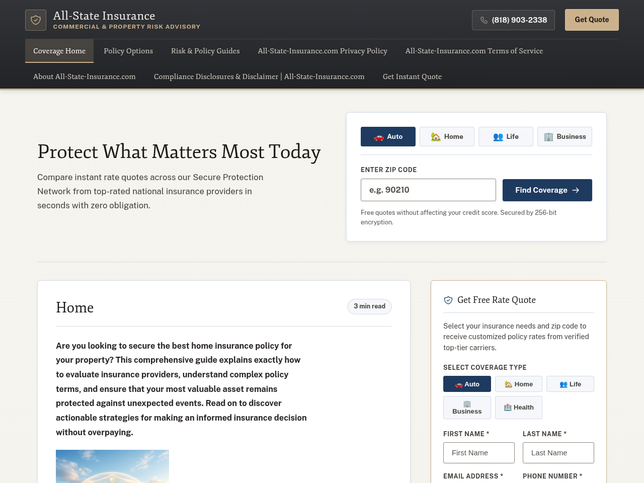All-State Auto Insurance Screenshot